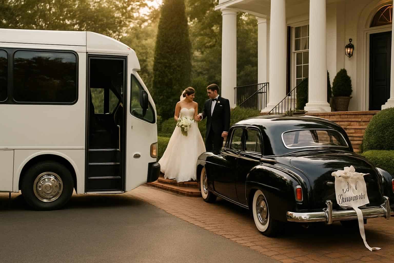 Do you provide wedding day shuttles and a classic vintage getaway car in Montgomery Alabama?