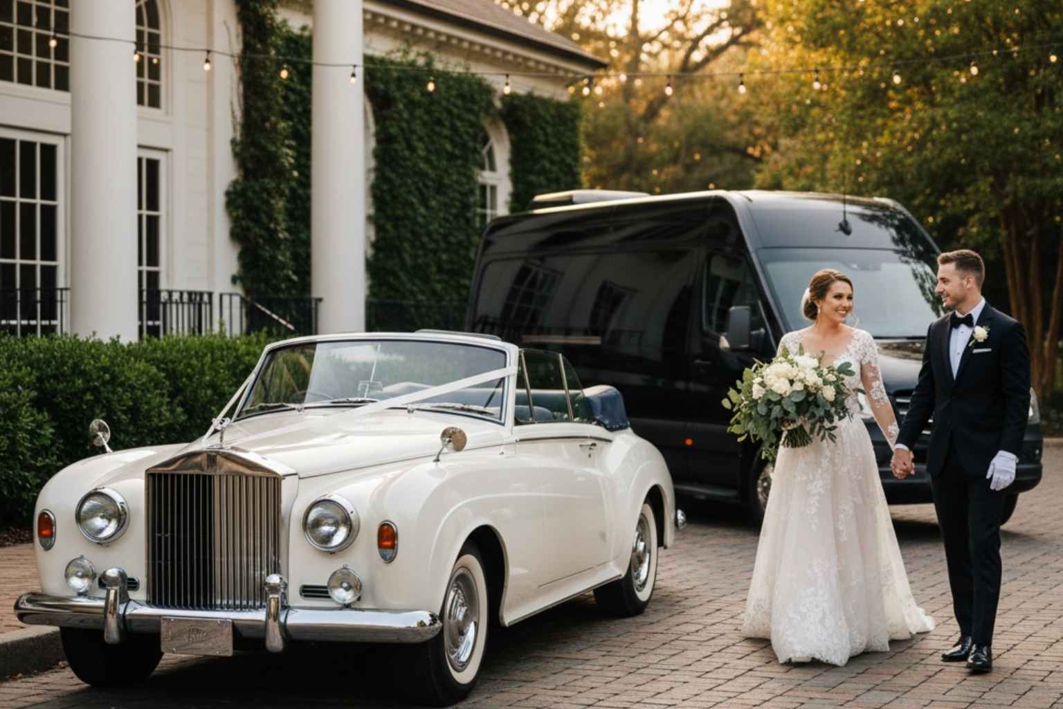 Do you provide wedding day shuttles and a classic vintage getaway car in Birmingham Alabama?
