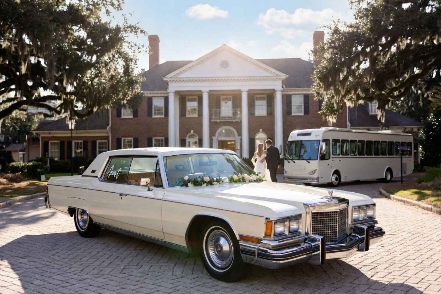 Do you provide wedding day shuttles and a classic vintage getaway car in Birmingham Alabama?