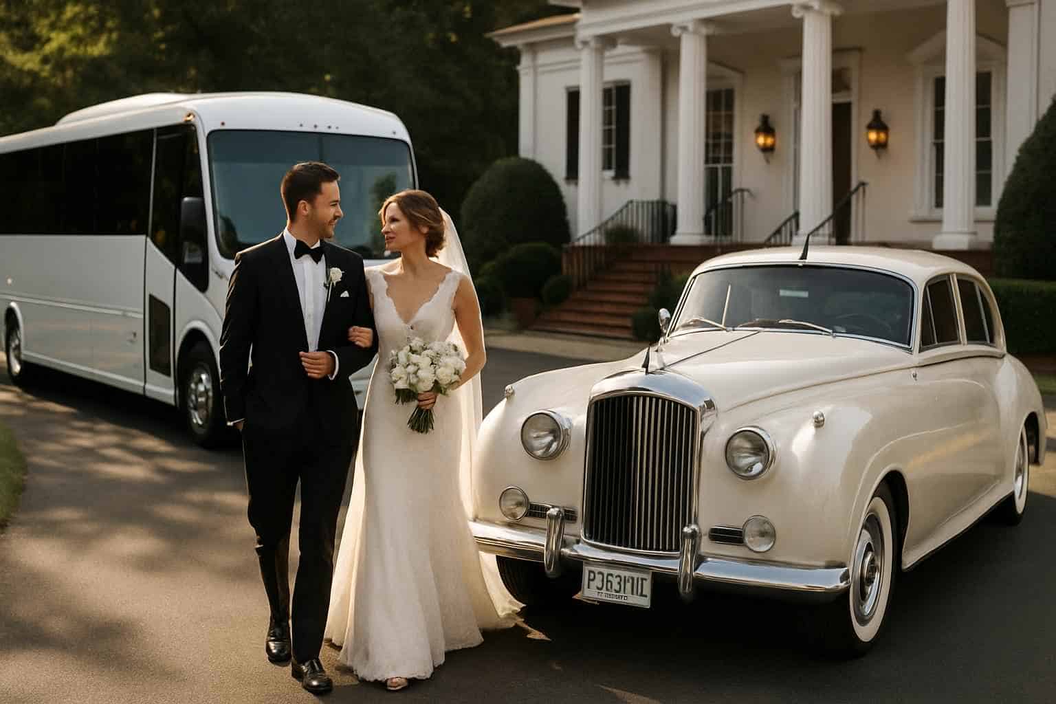 Do you provide wedding day shuttles and a classic vintage getaway car in Huntsville Alabama
