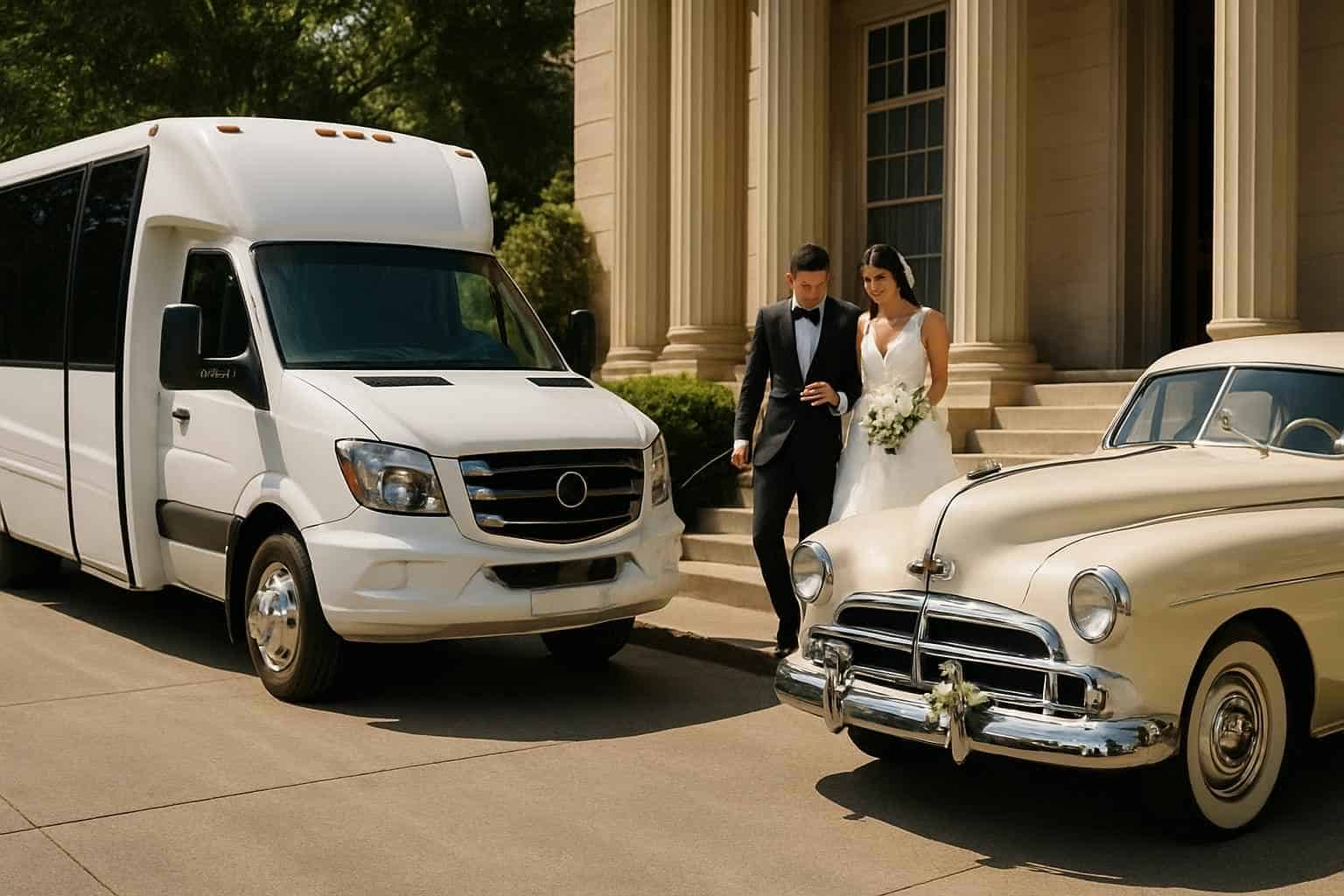 Do you provide wedding day shuttles and a classic vintage getaway car in Huntsville Alabama?