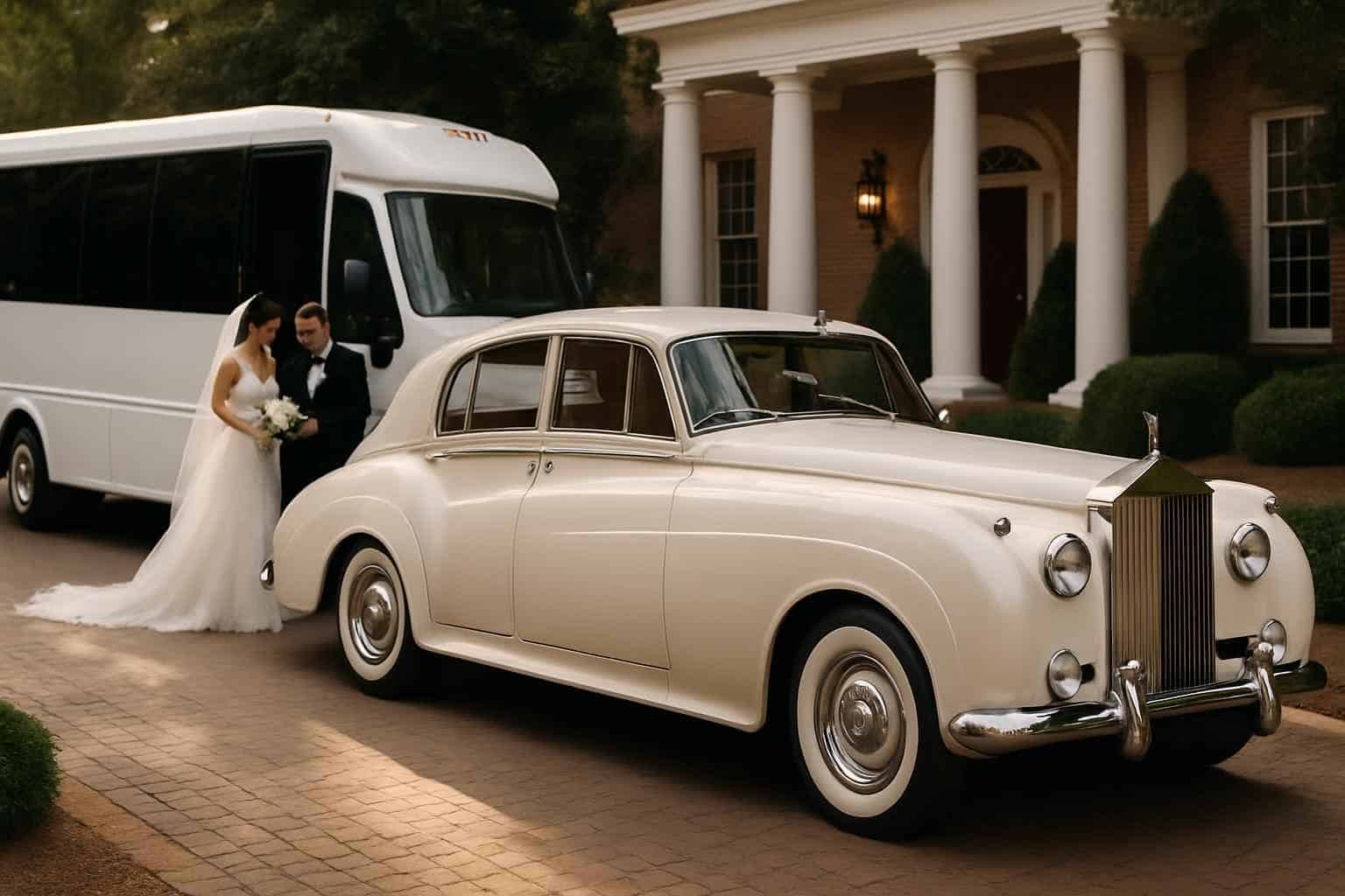 Do you provide wedding day shuttles and a classic vintage getaway car in Huntsville Alabama