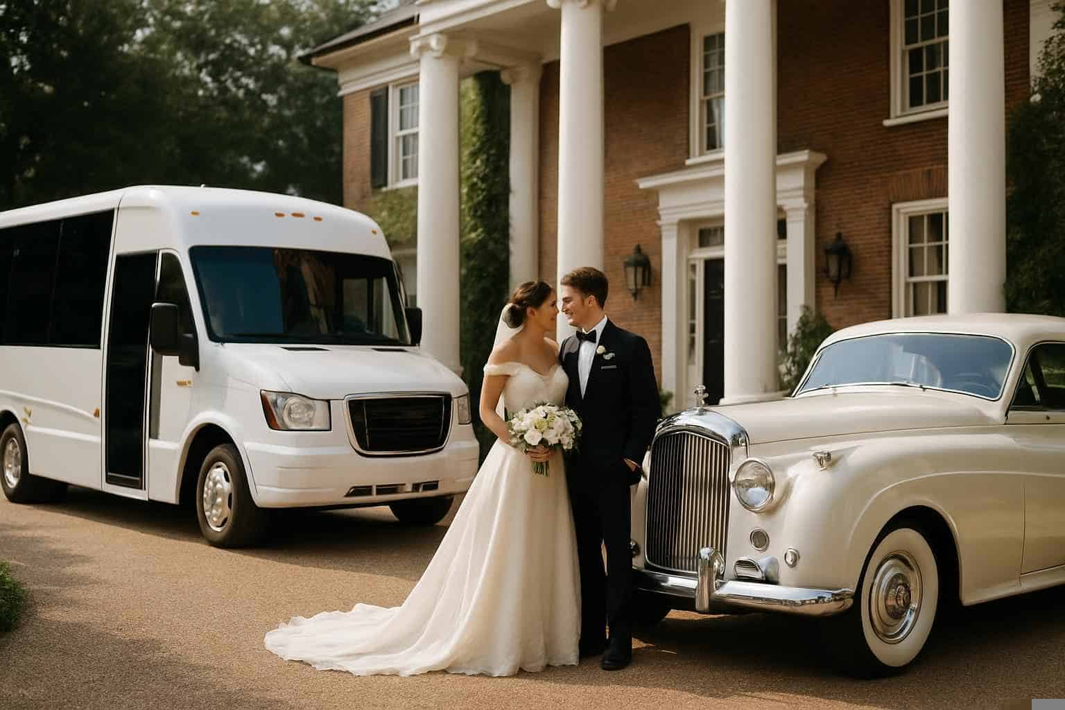 Do you provide wedding day shuttles and a classic vintage getaway car in Decatur Alabama?