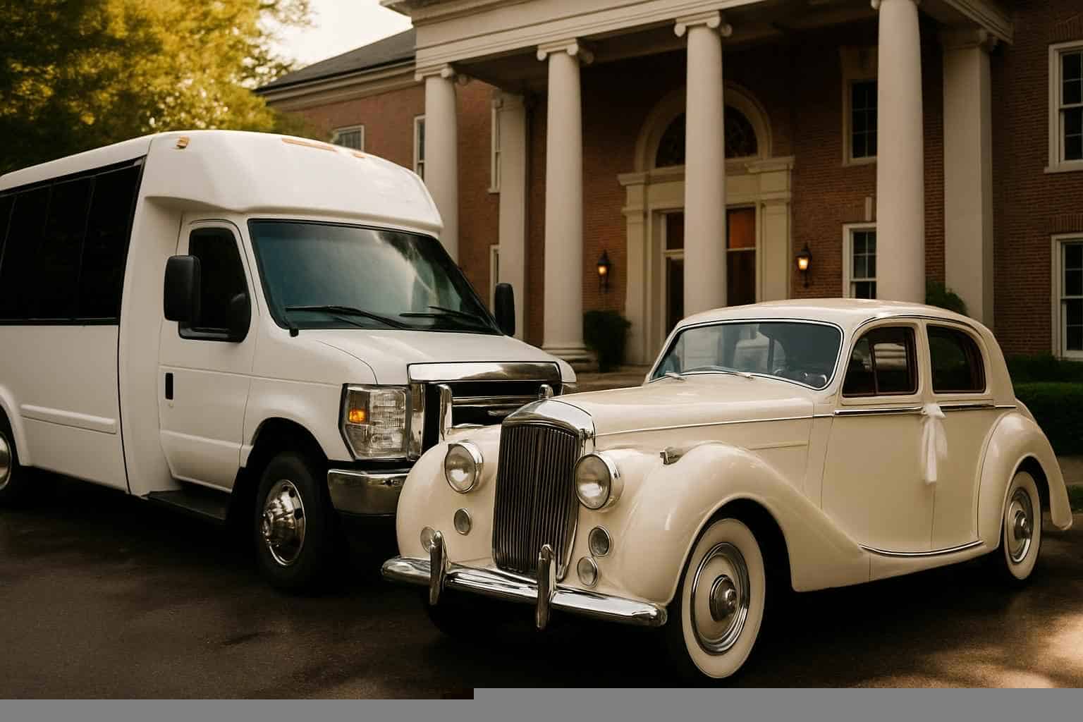 Do you provide wedding day shuttles and a classic vintage getaway car in Dothan Alabama?
