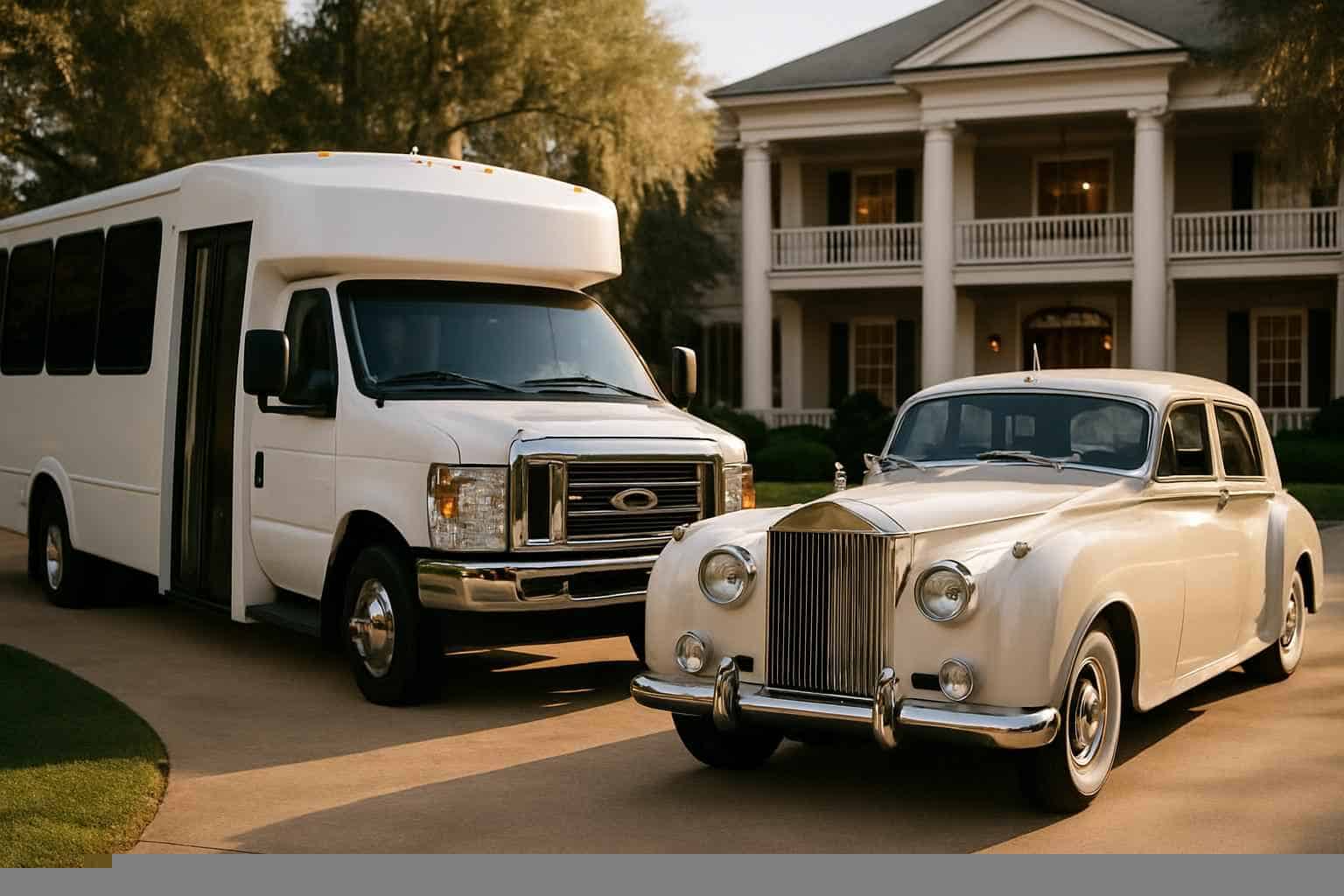 Do you provide wedding day shuttles and a classic vintage getaway car in Hoover Alabama