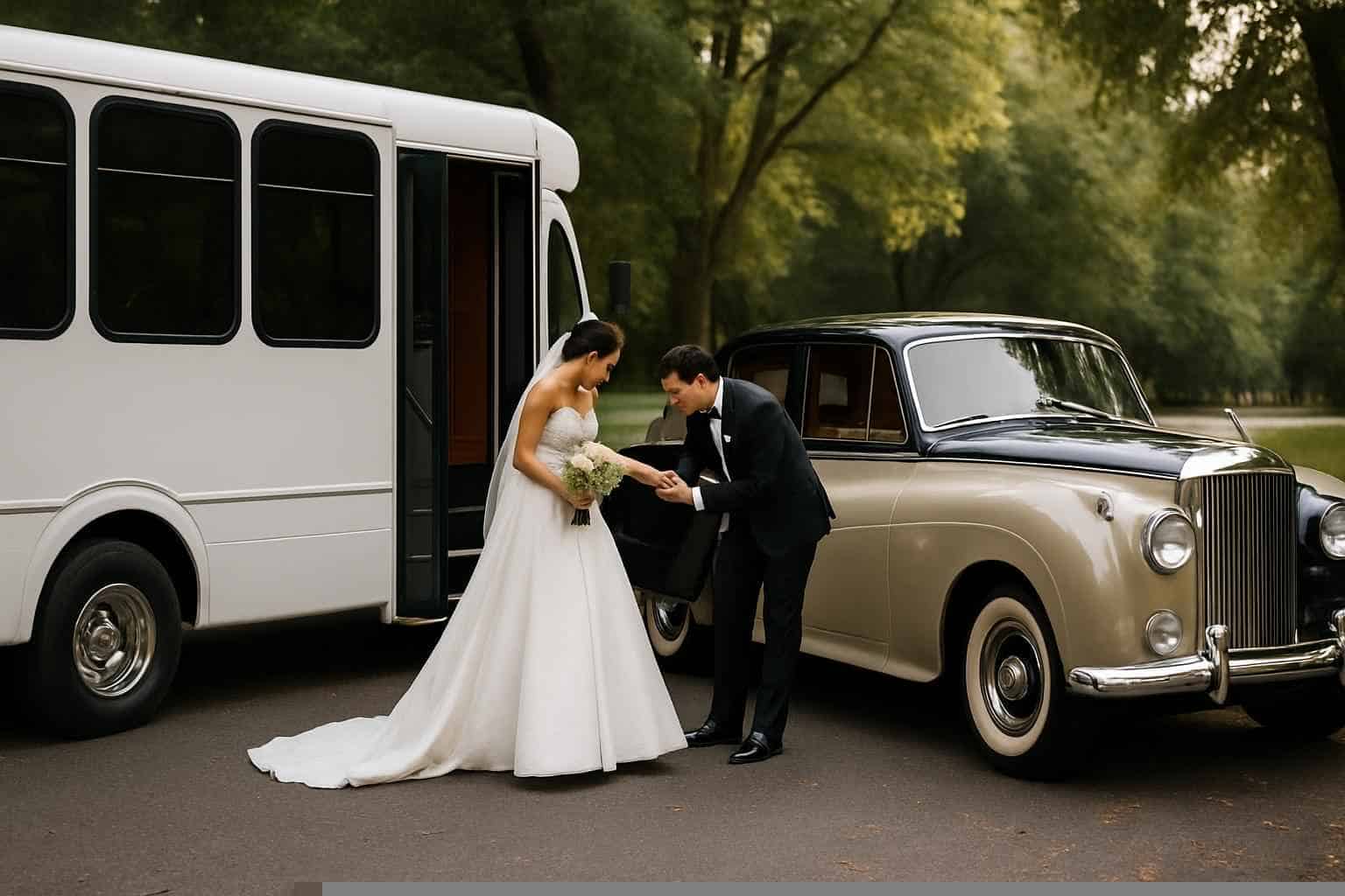 Do you provide wedding day shuttles and a classic vintage getaway car in Mobile Alabama?