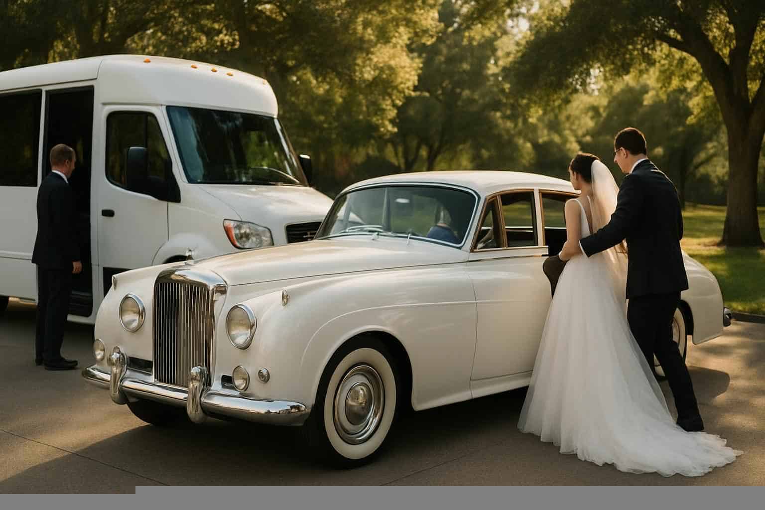 Do you provide wedding day shuttles and a classic vintage getaway car in Mobile Alabama