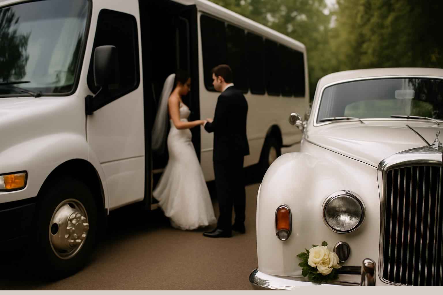 Do you provide wedding day shuttles and a classic vintage getaway car in Tuscaloosa Alabama