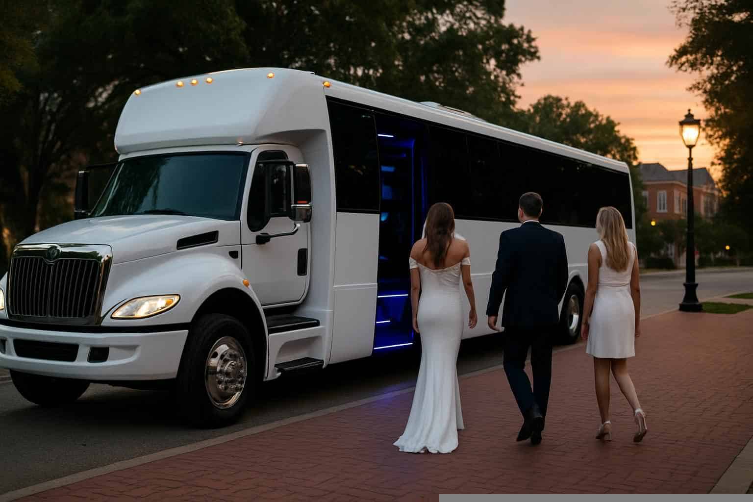 Luxury White Party Bus Rentals In Auburn