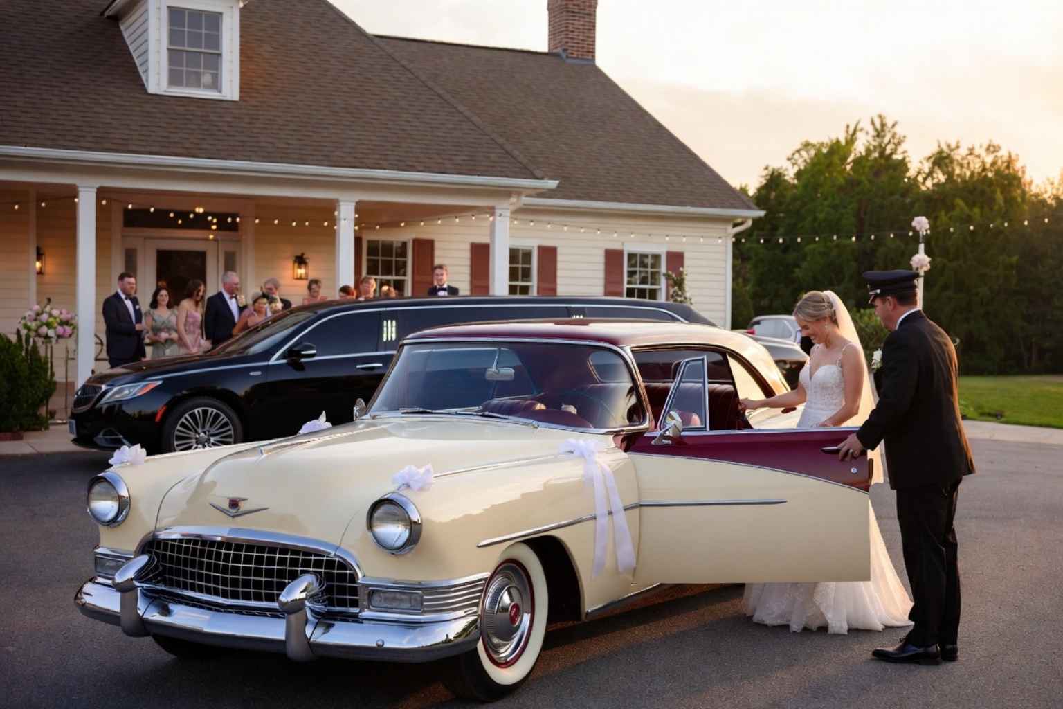 Do you provide wedding day shuttles and a classic vintage getaway car in Gadsden Alabama?
