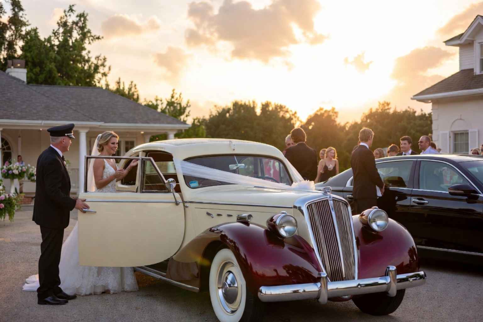 Do you provide wedding day shuttles and a classic vintage getaway car in Gadsden Alabama?