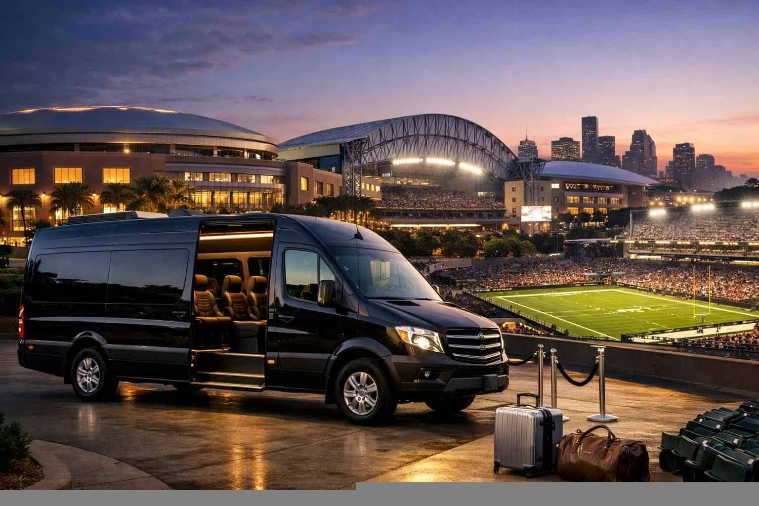 Can I book Houston Texas shuttles for popular venues and stadiums?