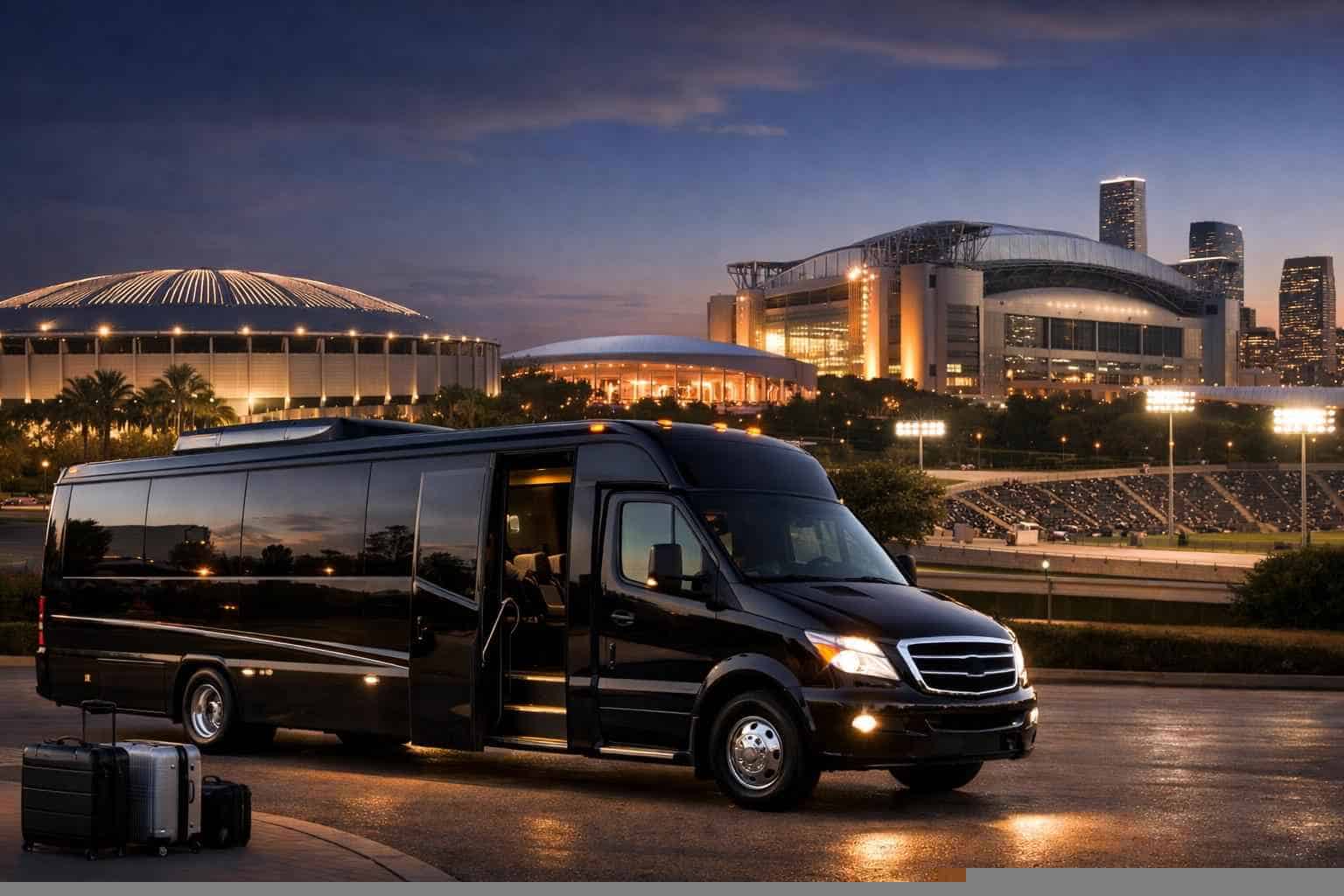 Can I book Houston Texas shuttles for popular venues and stadiums