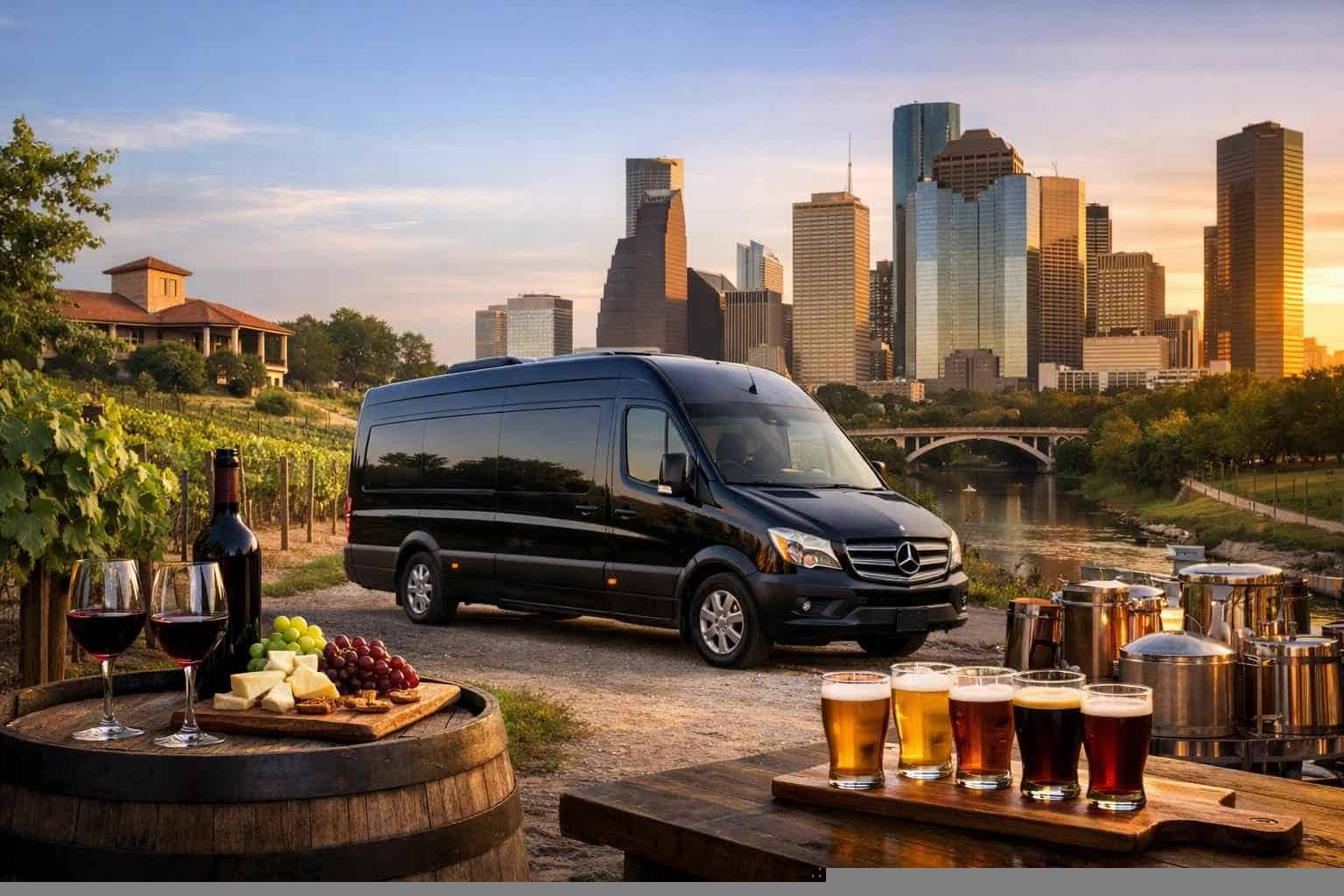 Can you handle multi-stop winery brewery city tours around Houston Texas