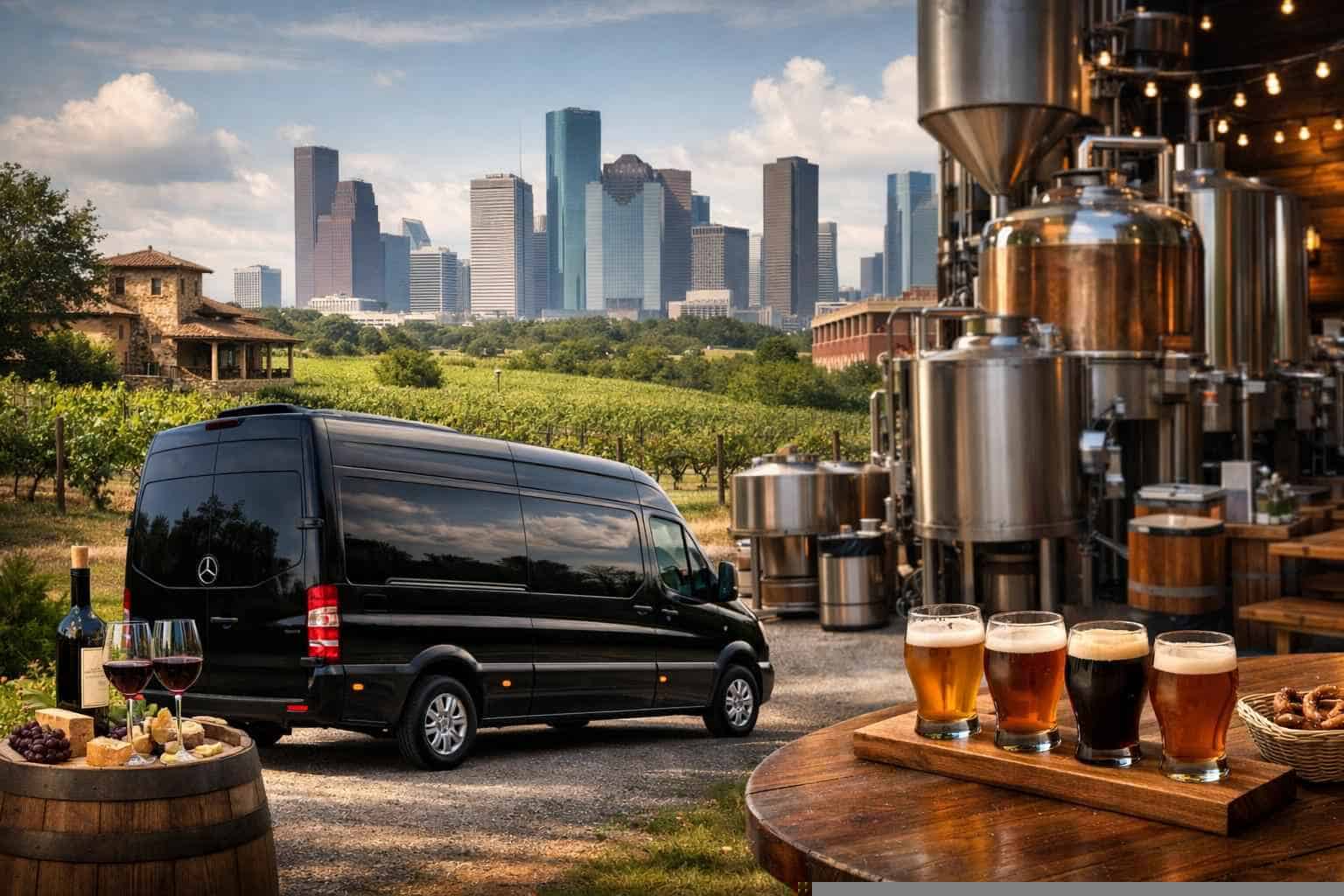 Can you handle multi-stop winery brewery city tours around Houston Texas