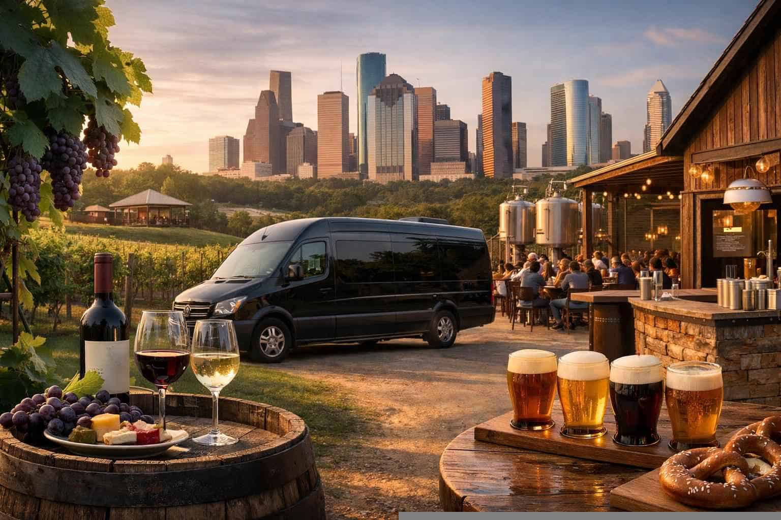 Can you handle multi-stop winery brewery city tours around Houston Texas?