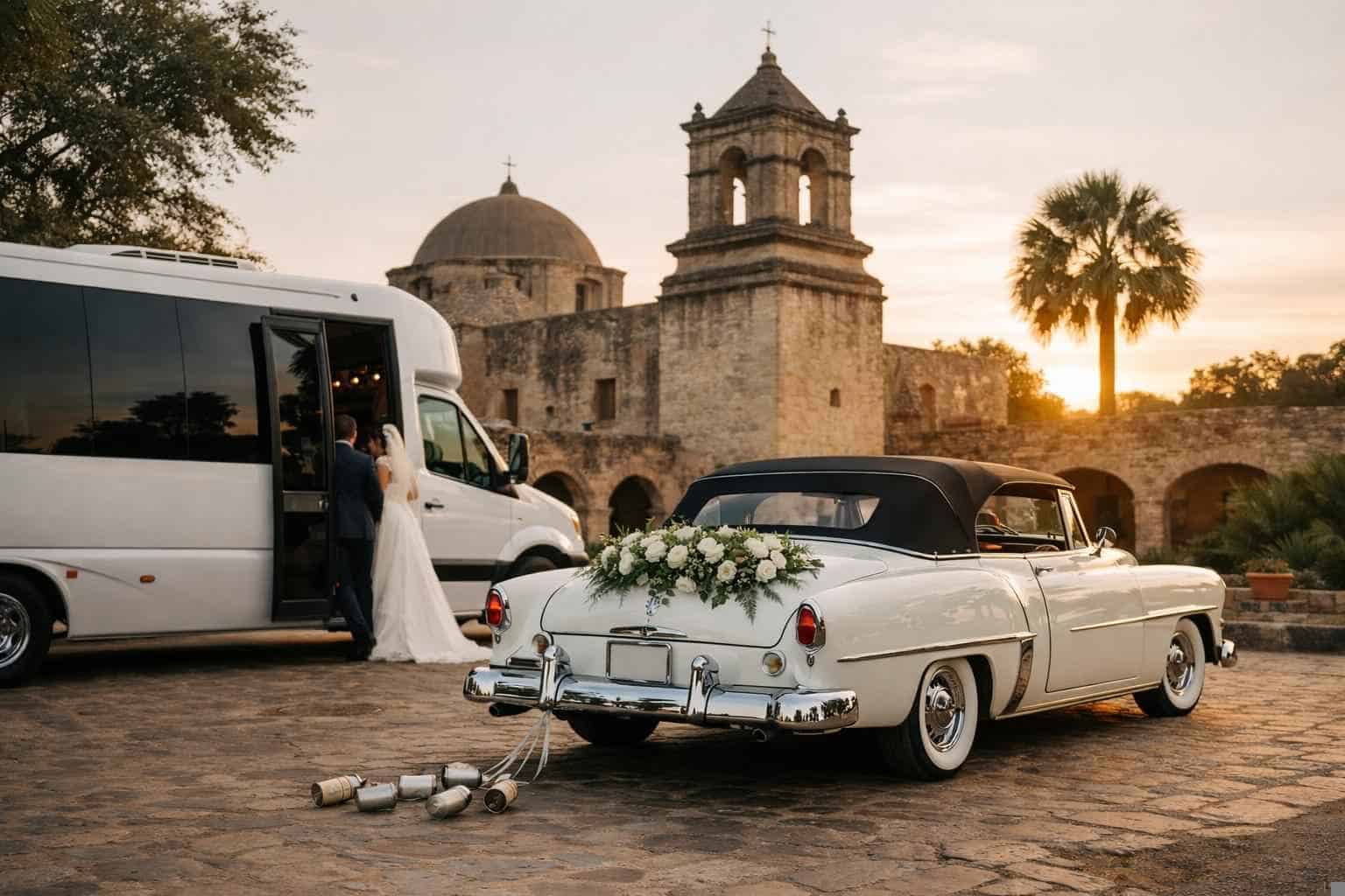Do You Provide Wedding Day Shuttles And A Classic Vintage Getaway Car In San Antonio Texas?