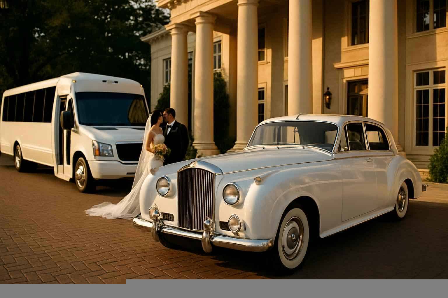 Do you provide wedding day shuttles and a classic vintage getaway car in Decatur Alabama?