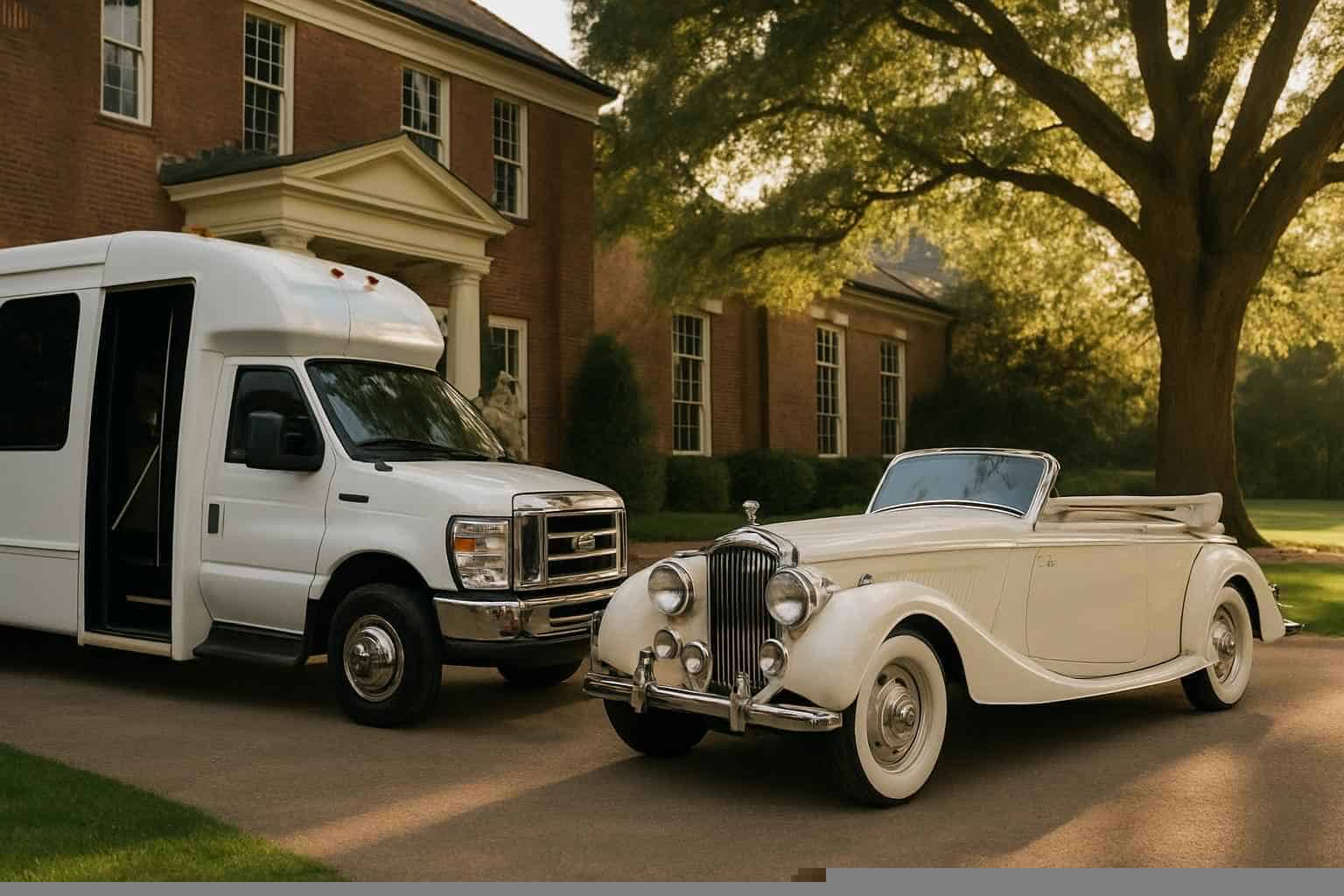 Do you provide wedding day shuttles and a classic vintage getaway car in Gadsden Alabama?