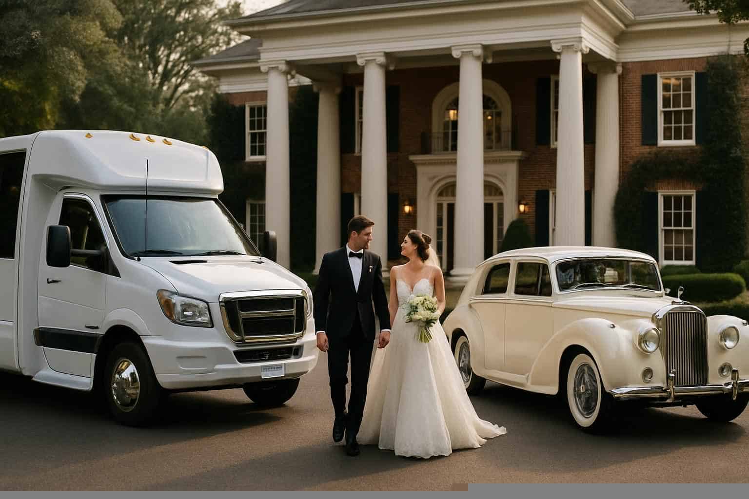 Do you provide wedding day shuttles and a classic vintage getaway car in Gadsden Alabama?
