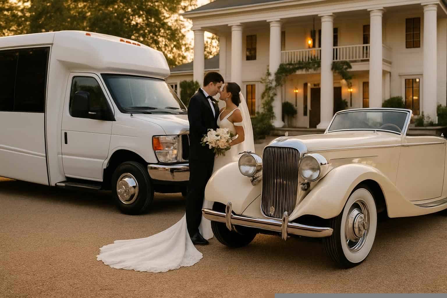 Do you provide wedding day shuttles and a classic vintage getaway car in Gadsden Alabama