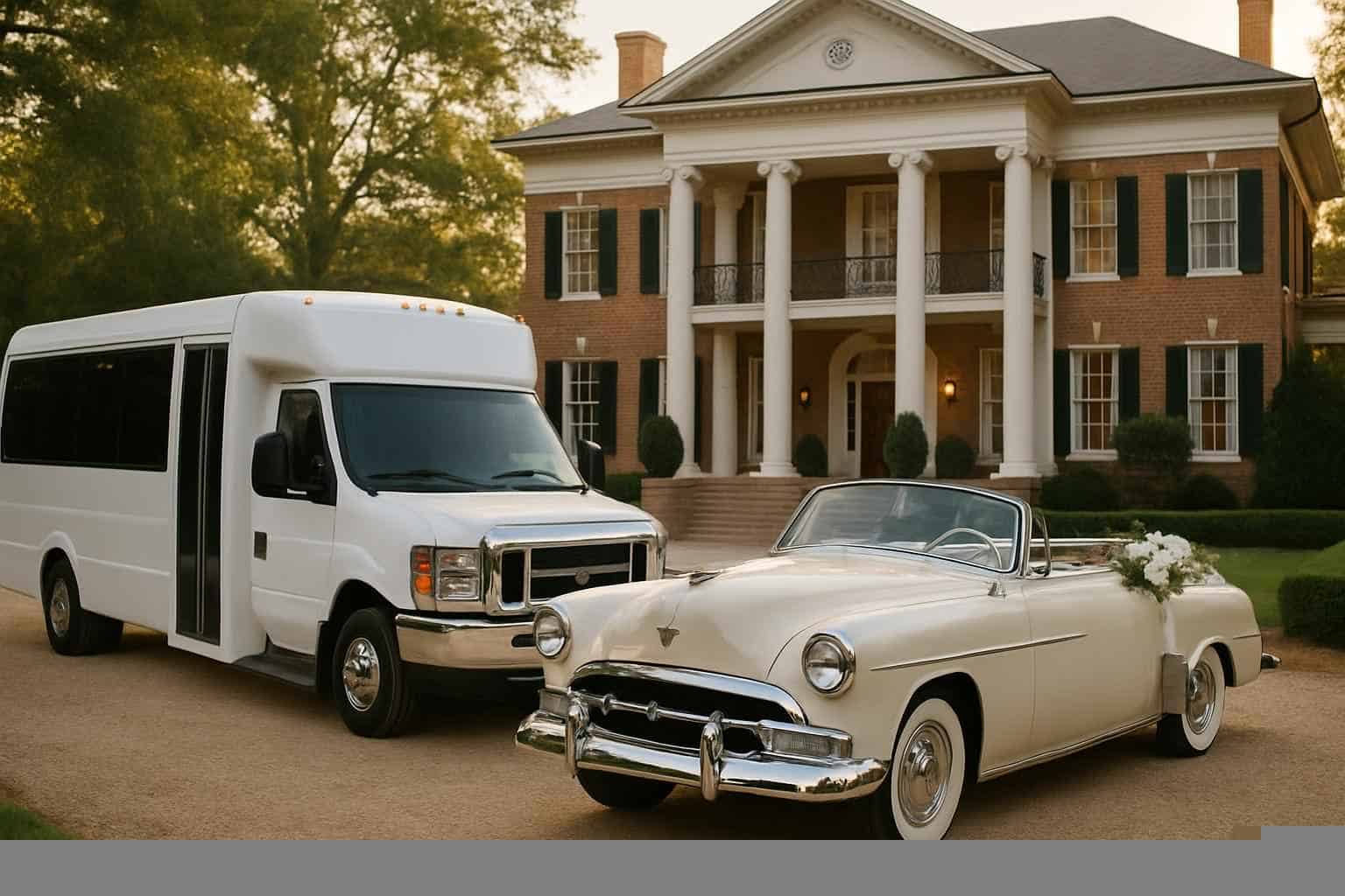 Do you provide wedding day shuttles and a classic vintage getaway car in Gadsden Alabama?