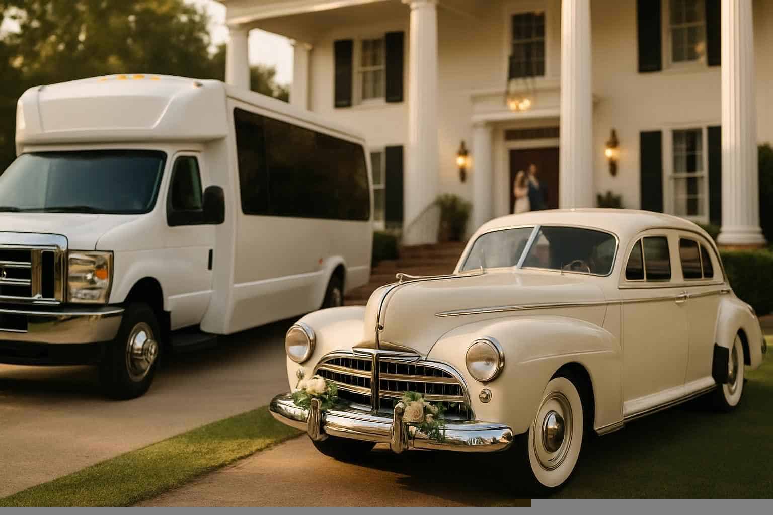 Do you provide wedding day shuttles and a classic vintage getaway car in Gadsden Alabama