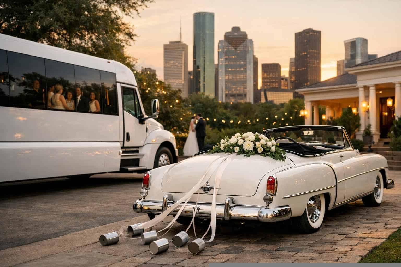 Do You Provide Wedding Day Shuttles And A Classic Vintage Getaway Car In Houston Texas