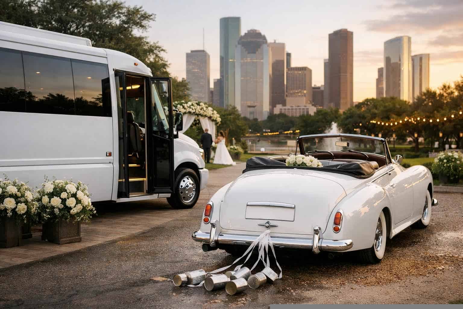 Do You Provide Wedding Day Shuttles And A Classic Vintage Getaway Car In Houston Texas