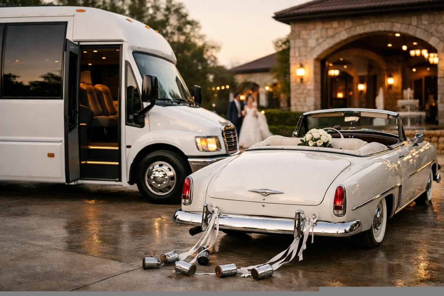 Do You Provide Wedding Day Shuttles And A Classic Vintage Getaway Car In Houston Texas
