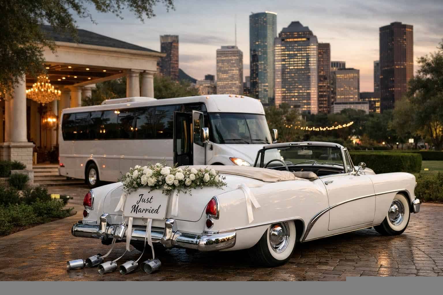 Do You Provide Wedding Day Shuttles And A Classic Vintage Getaway Car In Houston Texas