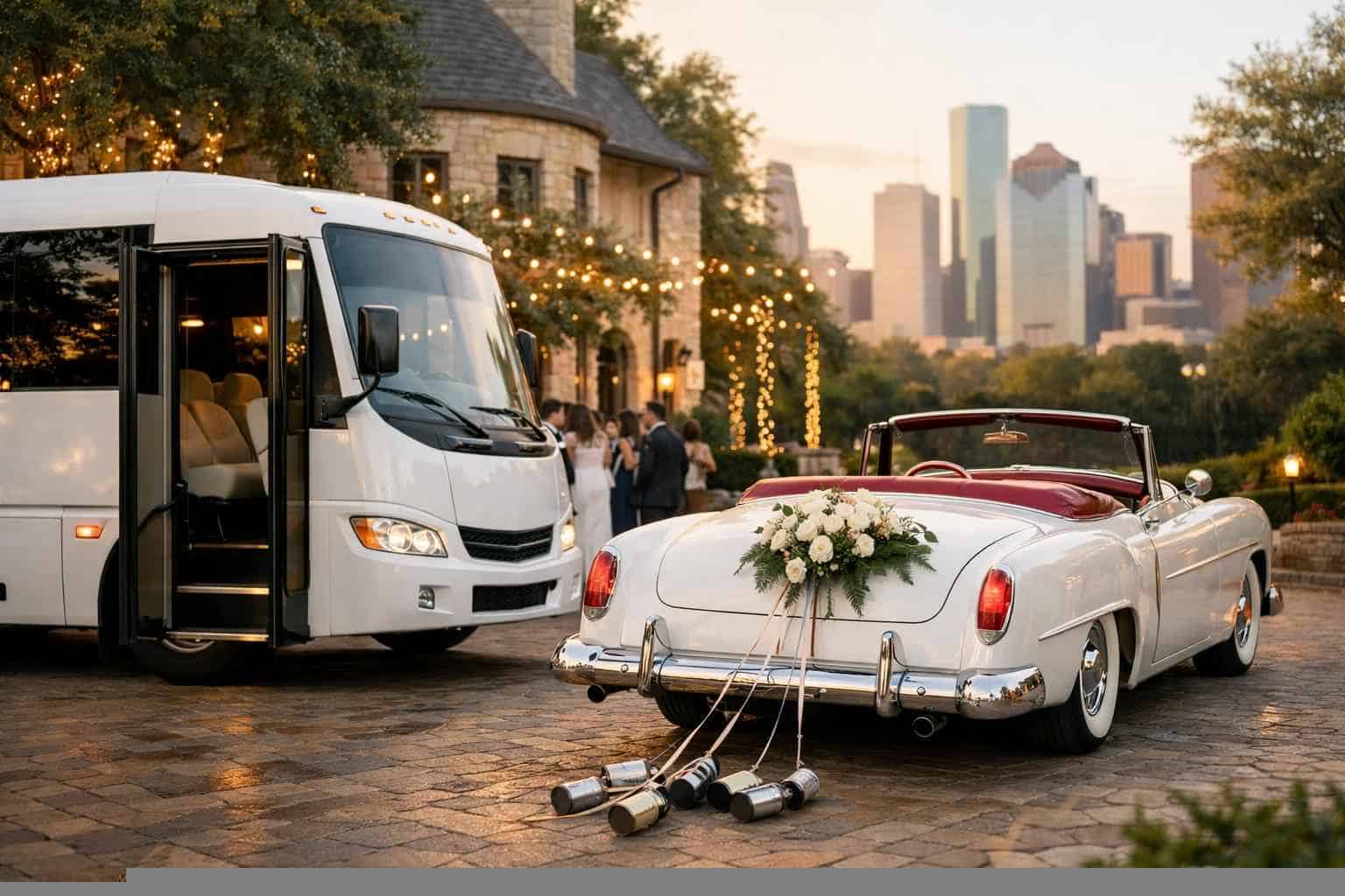 Do You Provide Wedding Day Shuttles And A Classic Vintage Getaway Car In Houston Texas