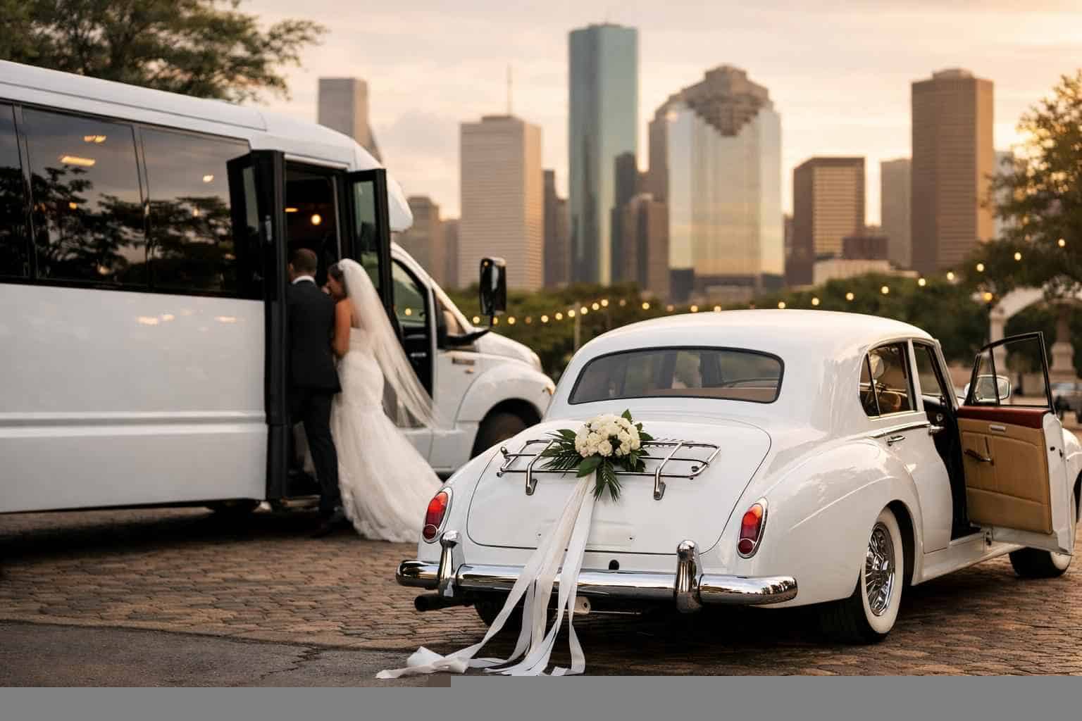 Do You Provide Wedding Day Shuttles And A Classic Vintage Getaway Car In Houston Texas?
