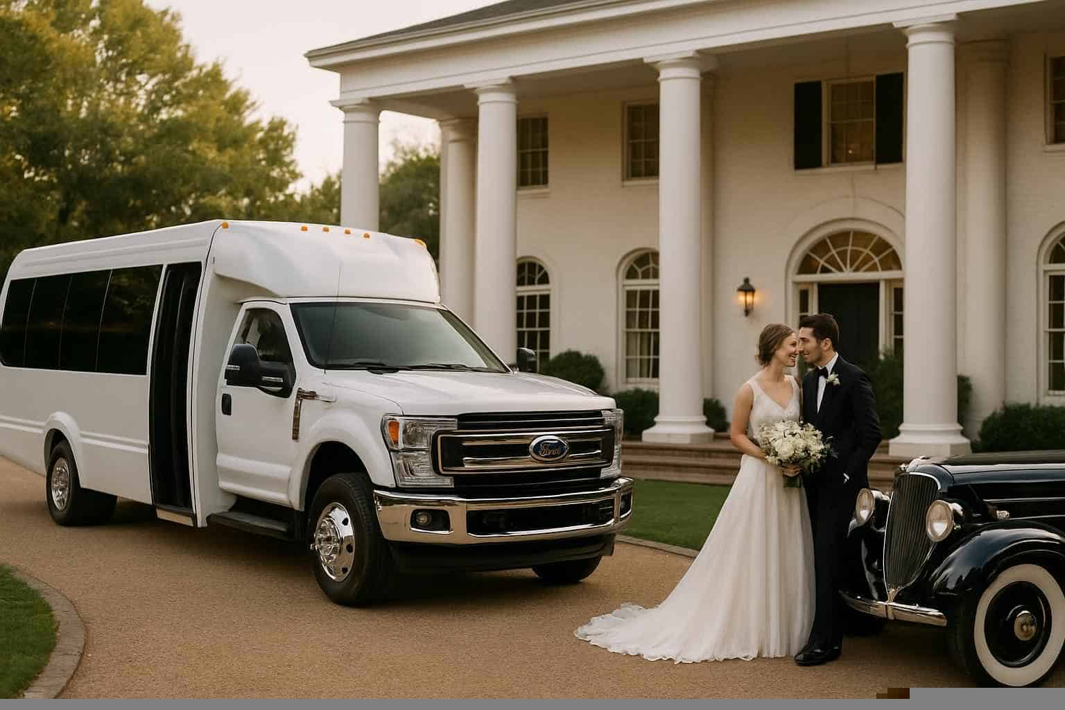 Do you provide wedding day shuttles and a classic vintage getaway car in Madison Alabama?