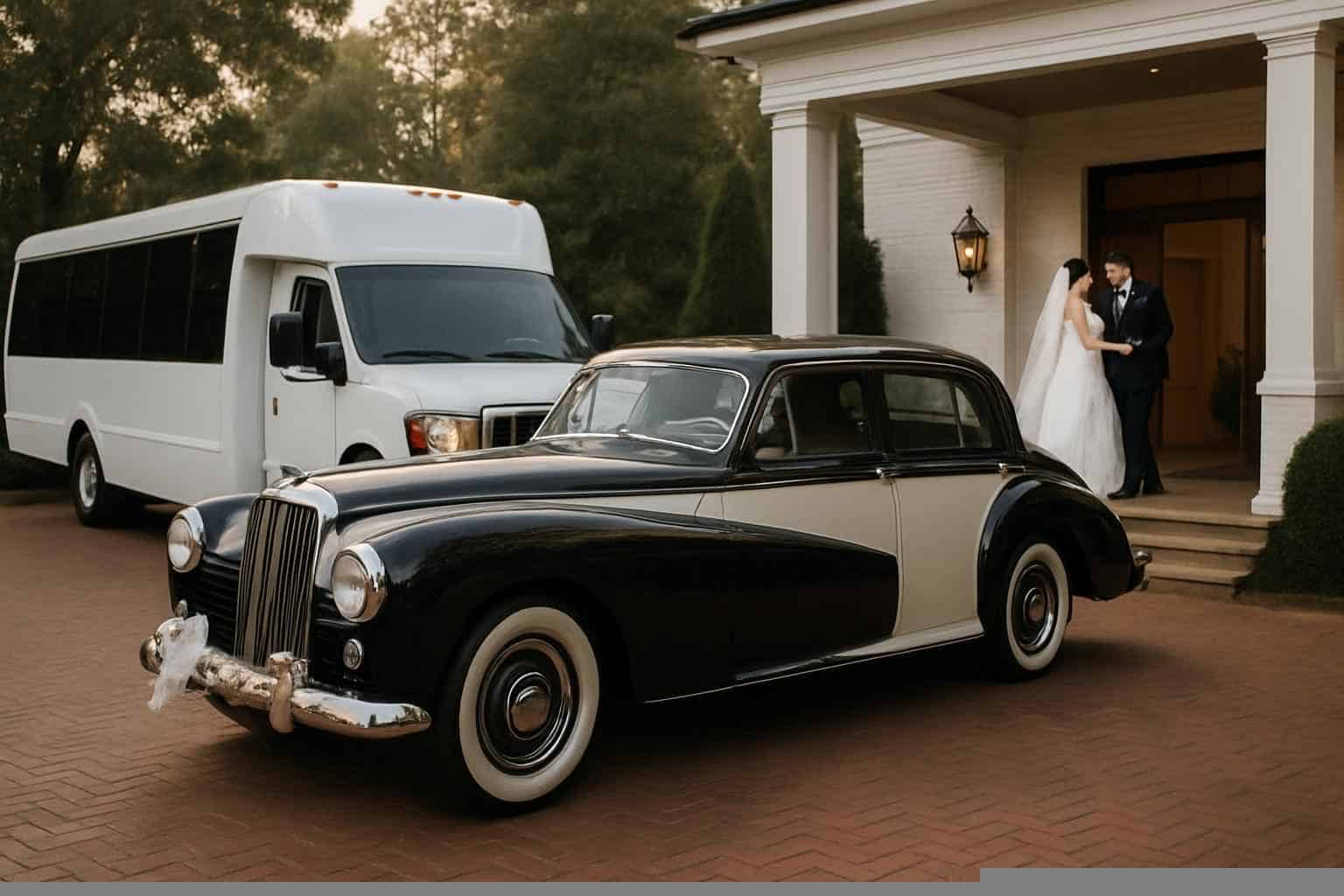 Do you provide wedding day shuttles and a classic vintage getaway car in Madison Alabama?