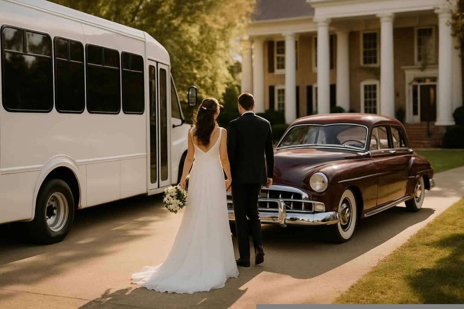 Do you provide wedding day shuttles and a classic vintage getaway car in Madison Alabama?
