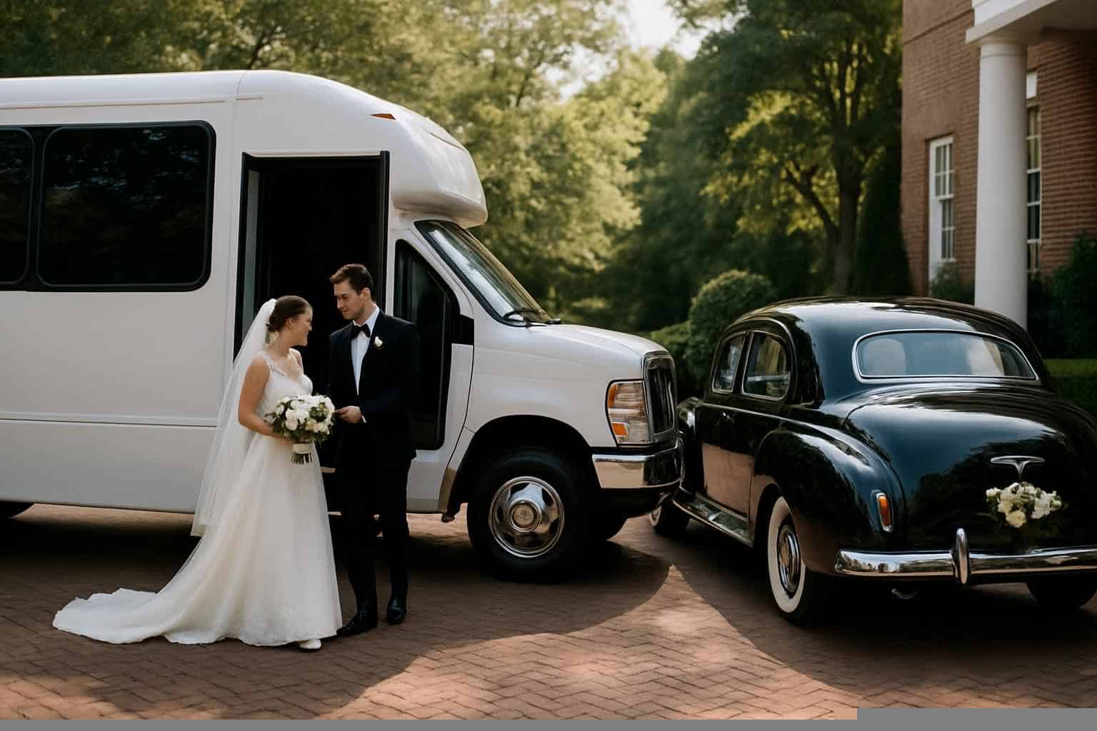 Do you provide wedding day shuttles and a classic vintage getaway car in Madison Alabama?