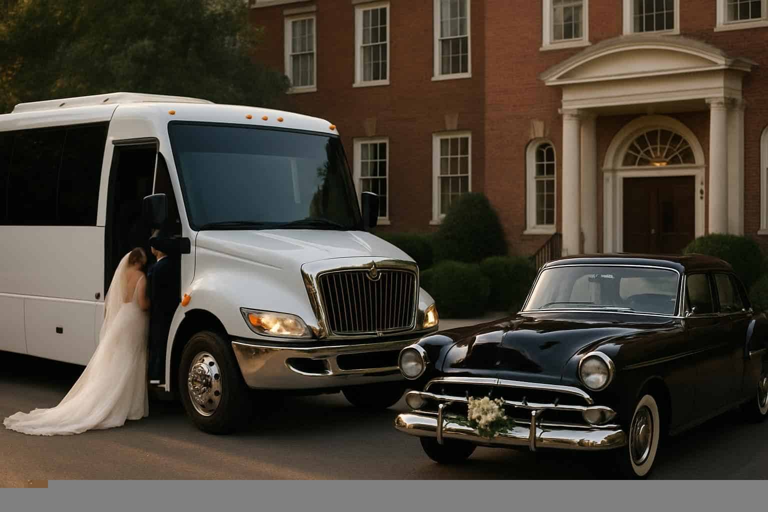 Do you provide wedding day shuttles and a classic vintage getaway car in Phenix City Alabama?
