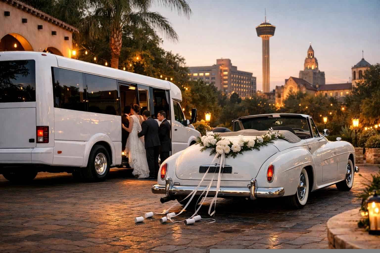 Do You Provide Wedding Day Shuttles And A Classic Vintage Getaway Car In San Antonio Texas