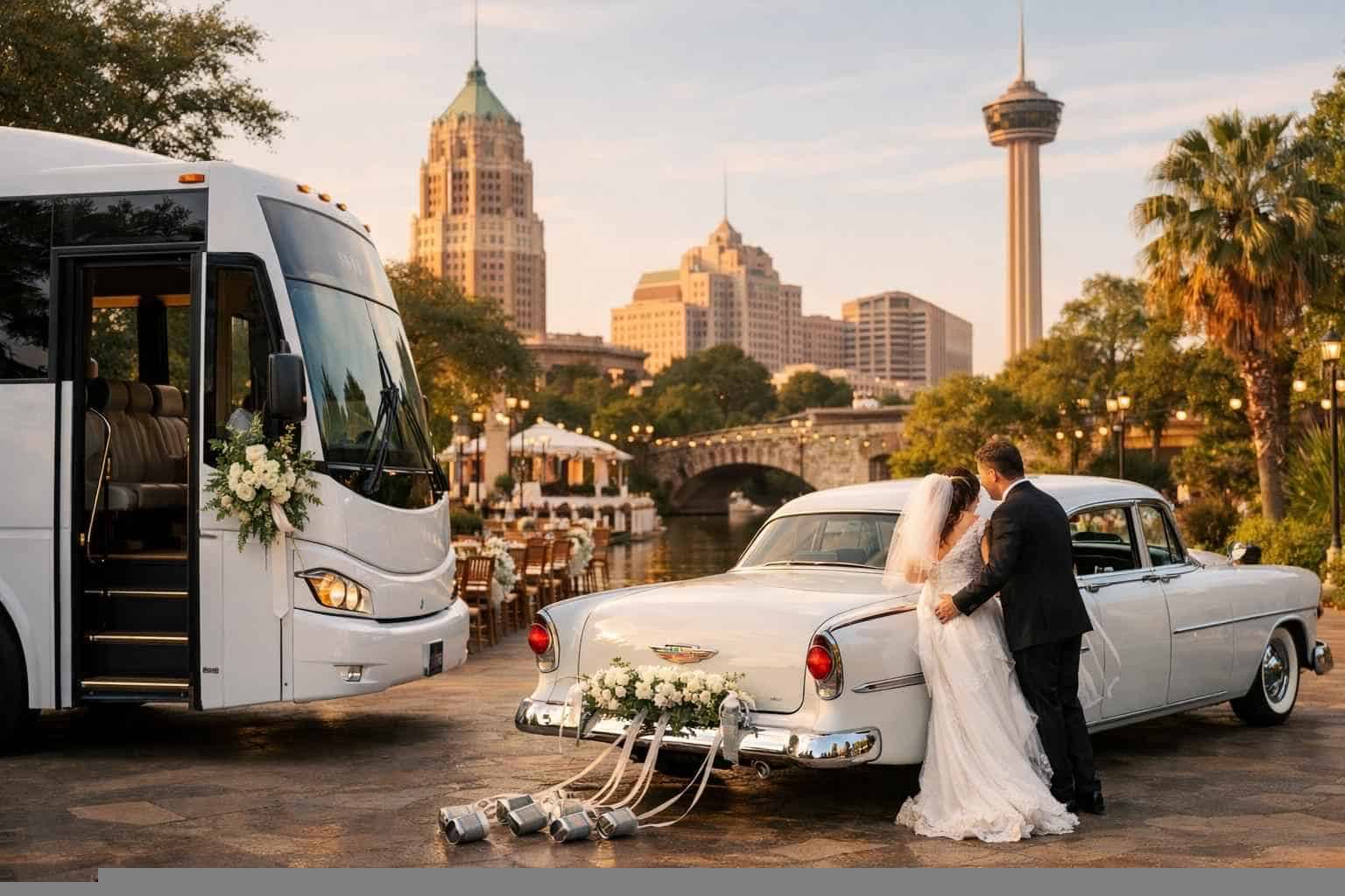 Do You Provide Wedding Day Shuttles And A Classic Vintage Getaway Car In San Antonio Texas?