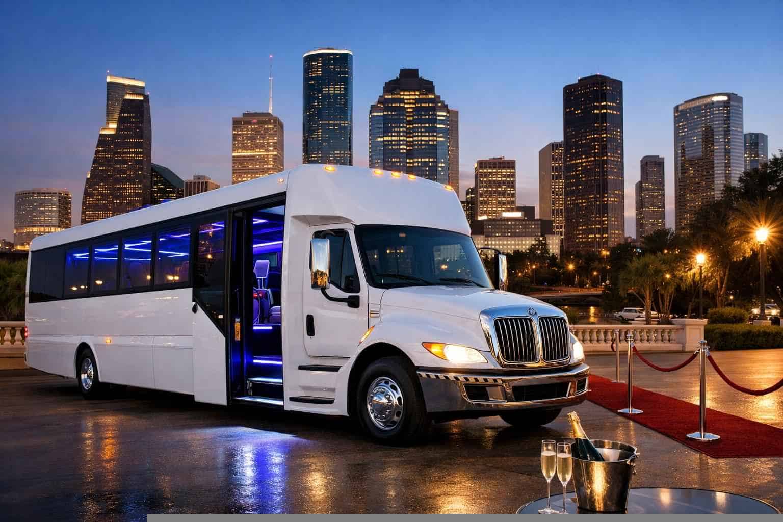 White Party Bus Rental Services in Houston Texas
