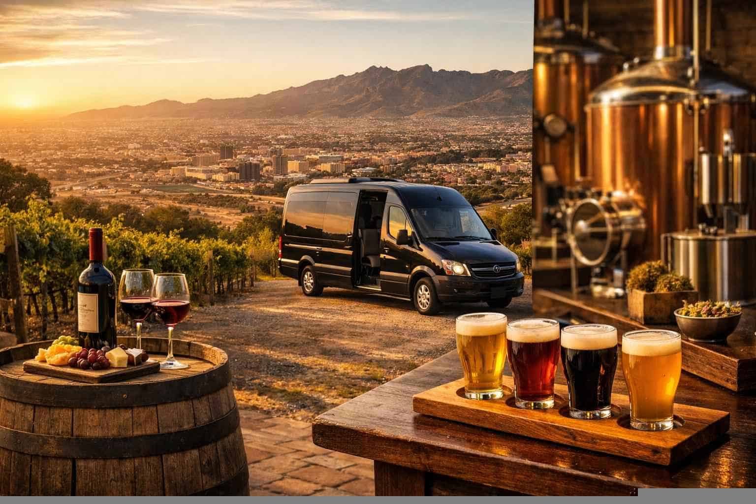 Can you handle multi-stop winery brewery city tours around El Paso Texas