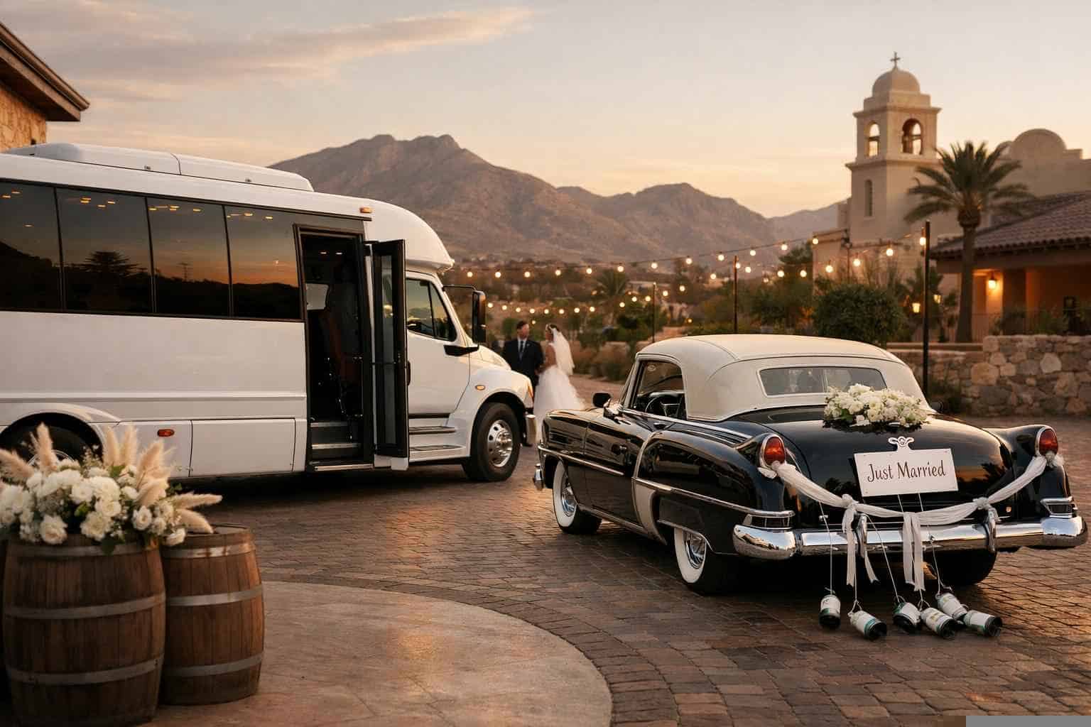 Do you provide wedding day shuttles and a classic or vintage getaway car in El Paso Texas
