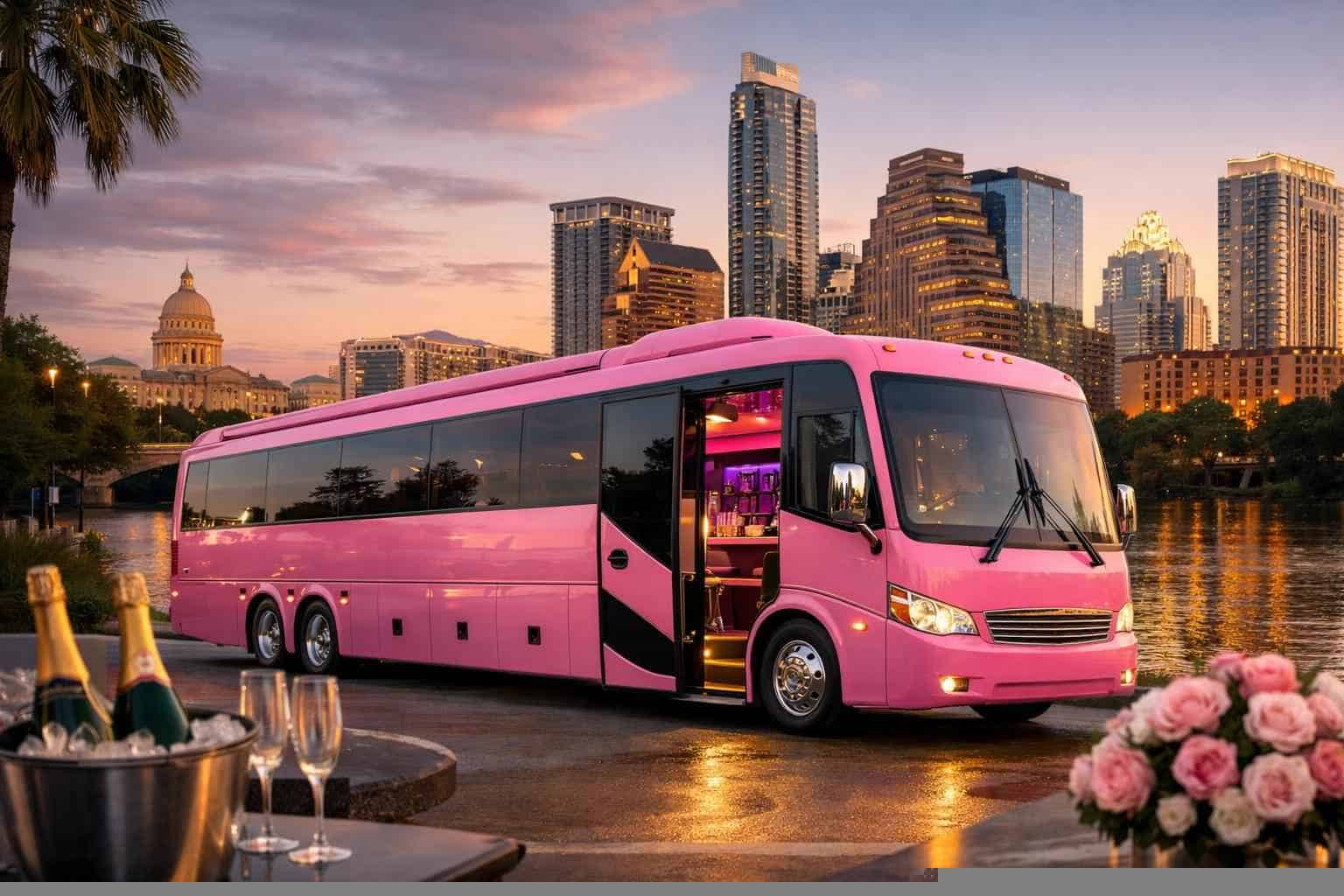 Austin Texas Pink Limo Bus Service