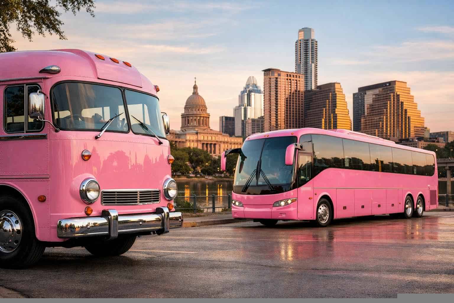 Austin Texas Pink Buses For Group Events