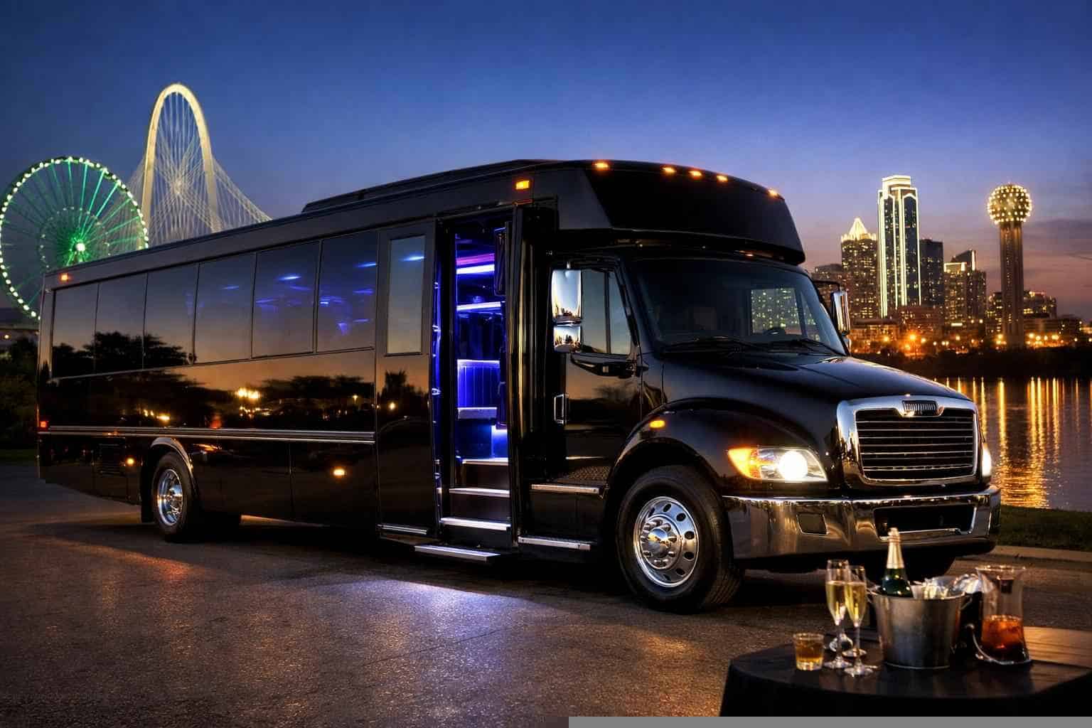 Luxury Black Party Bus Services In Garland