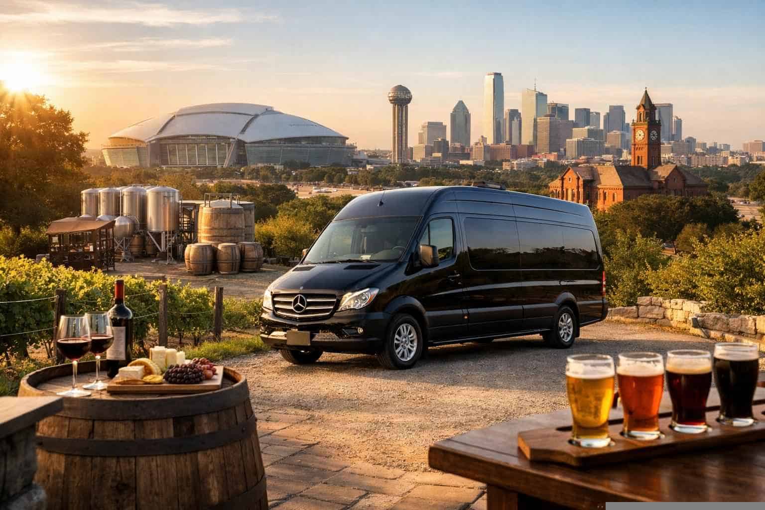 Can you handle multi-stop winery brewery city tours around Arlington Texas?