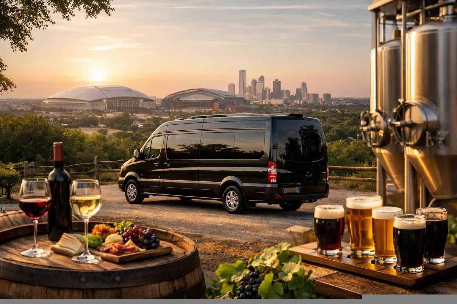 Can you handle multi-stop winery brewery city tours around Arlington Texas?