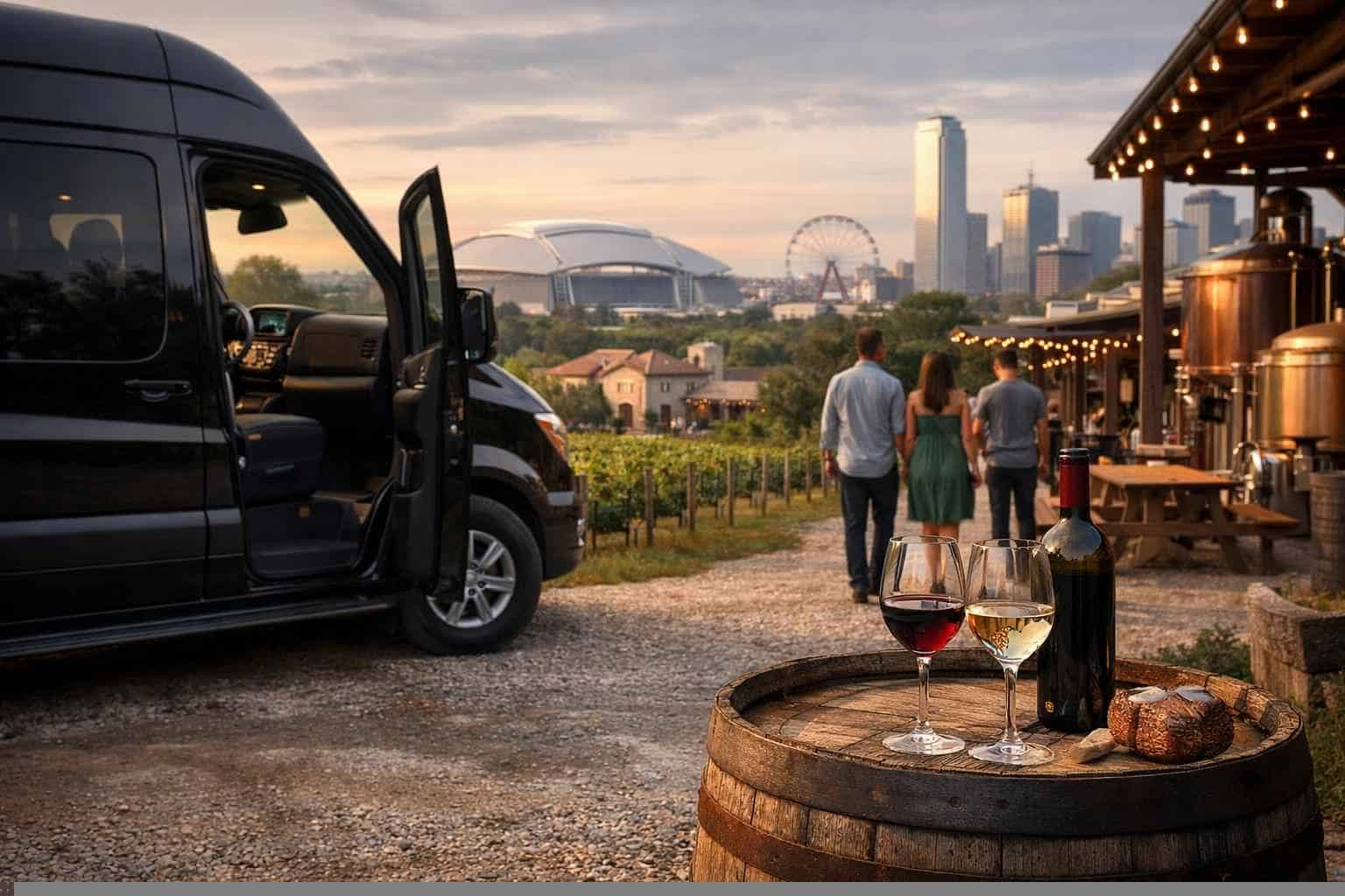 Can you handle multi-stop winery brewery city tours around Arlington Texas?