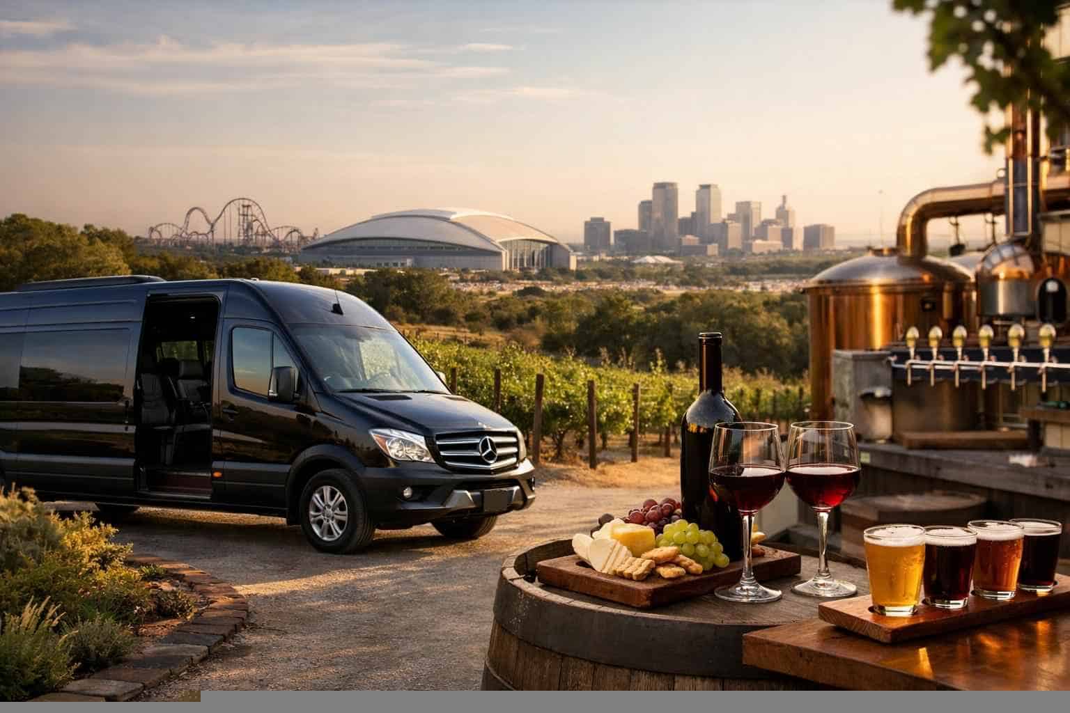 Can you handle multi-stop winery brewery city tours around Arlington Texas?